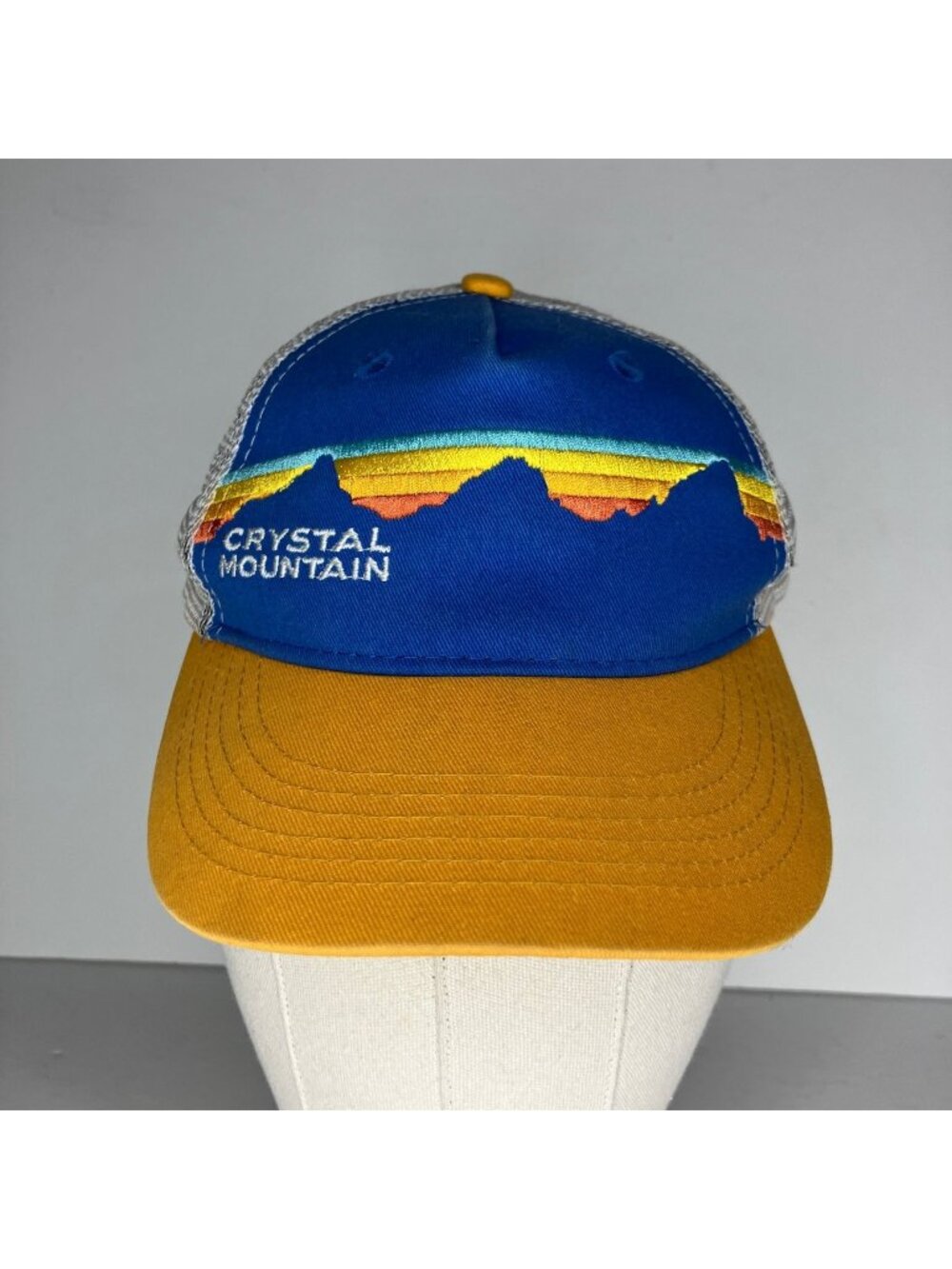 CIRQUE Boys Hat Blue Yellow Grey Adjustable Trucker Snapback Crystal Mountain